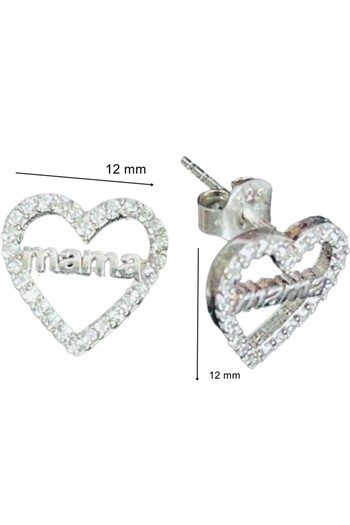 Flippy Jolie Silver 925 Silver Earrings, Hearts with Mother Pattern, 12 x 12 mm, 2.8 g