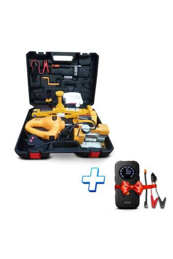Denx Electric Car Jack with Electric Tire Wrench + Bonus Inflator Subscription