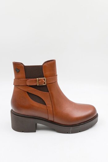 Venüs Women's Casual Genuine Leather Cross Belt Detailed Boots 2454604K - Tan - 36