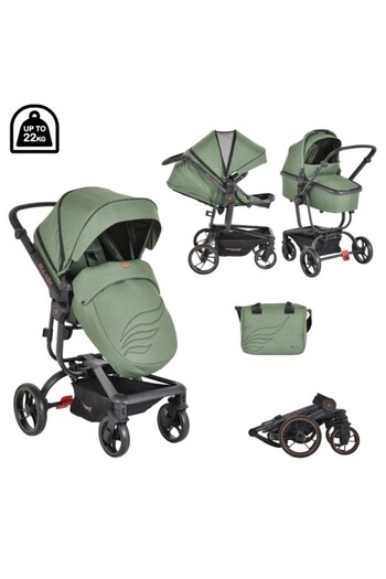 Cangaroo Baby Stroller 2 in 1, Ellada Green, Compact Folding, Lightweight Aluminum Frame, Reversible