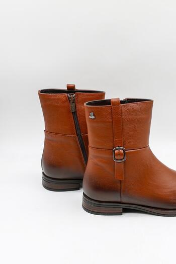Venüs Women's Genuine Leather Trok Detailed Western Boots 2552701K - Tan - 36