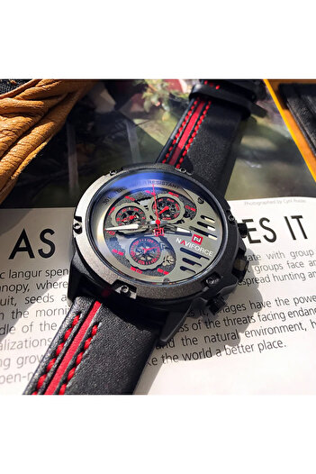 Naviforce Men's Watch Sport Casual Analog Quartz Chronograph Red