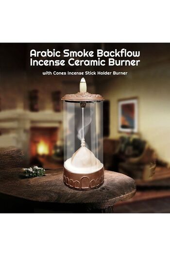 Generic Arabic Backflow Incense Burner Ceramic Smoke Waterfall Diffuser |Cone & Stick Holder