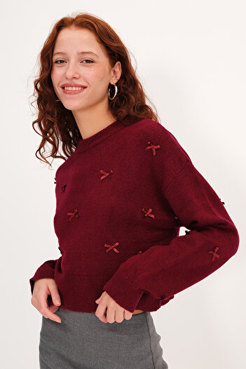 Addax Ribboned Knitwear Sweater K2237