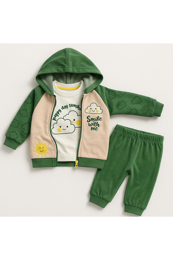 mini mia Zippered Printed 3-Piece Velvet Set