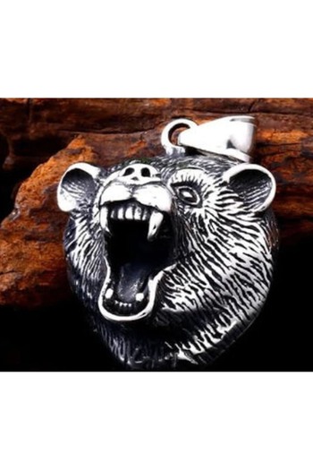 voyageaccessory Double Bear Set – Stainless Steel Men's Necklace Set with Viking Bear Figure (Set of 2)