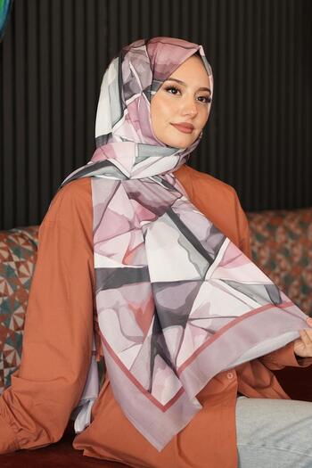 AFVENTE Abstract Geometric Pattern Mink Cotton Shawl
