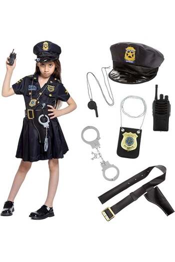 Toybox Police Costume For Girls Large Size 7-9 Years Old