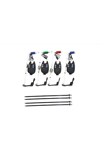 prokarpfishing Set of 4 fishing alarms with 4 LED swingers and 4 holders