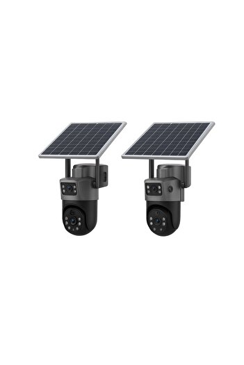 OEM Set of 2 x Solar Panel Surveillance Cameras with 2 Lenses + 2 x Memory Cards