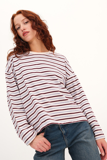 Addax Striped Long Sleeve T-Shirt P10550