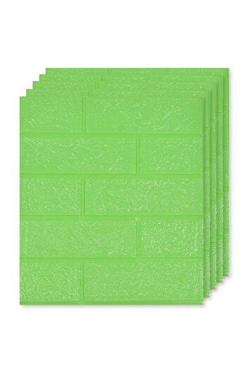 Teno Small Green Brick 3D Wallpaper Set, 3.31 sqm coverage, self-adhesive, waterproof, 38.5x34 cm