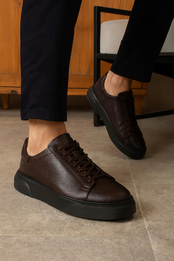 Safari Ayakkabı Tommy Men's Leather Sneaker Shoes Bitter Brown