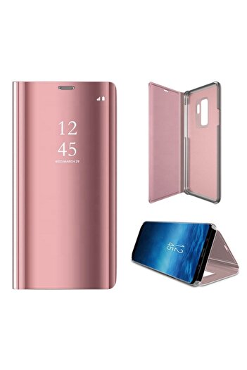 OEM Husa Protectie Toc Flip Cover Clear View Mirror pentru Samsung A52 5G, Rose