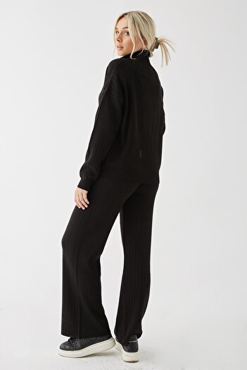 Fashion Friends Polo Neck Knitwear Set Black