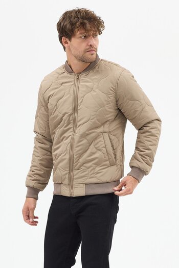 Polo State Men's Quilted Lined Coat Jacket Beige