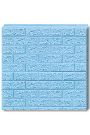 Teno 3D Brick Wallpaper Set, 5.3 sqm coverage, self-adhesive, waterproof, easy to install 70x77 cm, blue