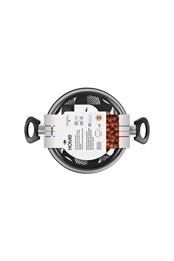 Carrefour Home Zen pot, with lid, enameled steel/glass, 24 cm, Black