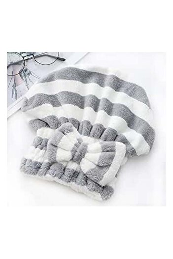 Mirfa Microfiber Hair Drying Towel Cap (Grey)
