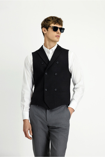 Kiğılı Slim Fit Slim Fit Patterned Classic Double Breasted Vest