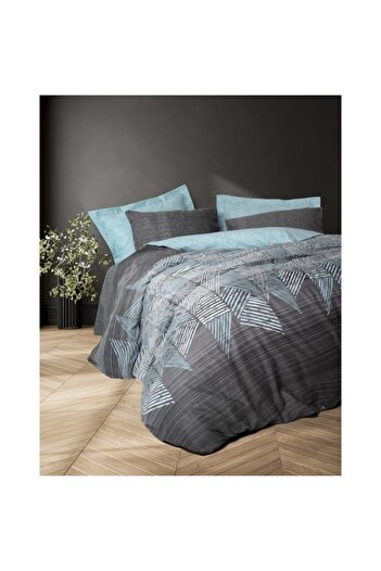 ŞENER HOME Cottonbox Modern Double Duvet Cover Set Arel Anthracite