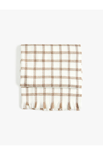 Koton Plaid Patterned Tasseled Long Scarf