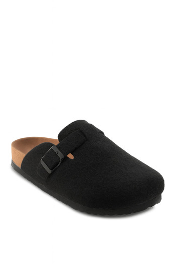Slazenger Trendy Unisex Women's Men's Eva House Indoor Felt Closed-Front Slippers Black