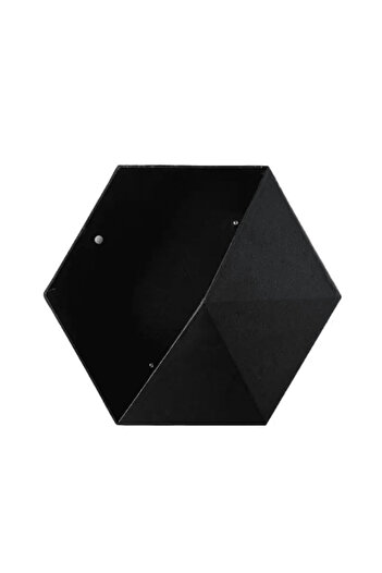 PadForce Hexagonal Wall Shelf, Decorative Storage for Plants, Clocks, 26.5×23×6.5 cm - Black