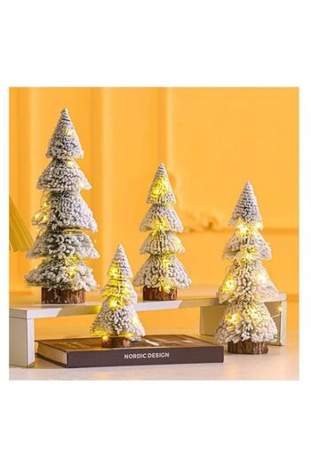Generic TAPIT 3/4PCS Small Christmas Tree Mini Christmas Trees with String Light Tabletop Christmas Decorat