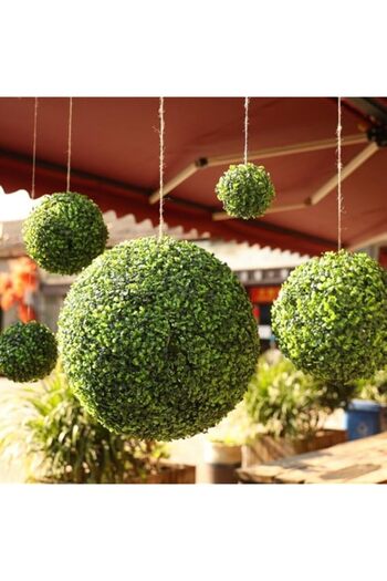 Generic LINGWEI Artificial Grass Ball Topiary Ball Boxwood Plant Green Ball Fake Boxwood Plant Decoration F