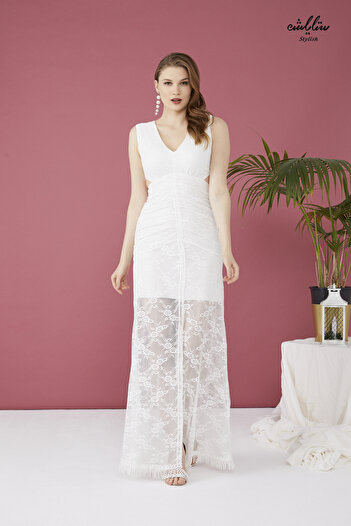 Stylish Soft white maxi dress
