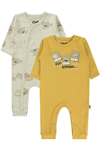 LC Waikiki Baby Boy Romper Without Booties 3-9 Months Mustard