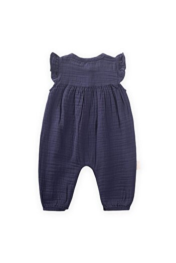 LC Waikiki Organic Embroidered Muslin Jumpsuit 0-3 Years Navy Blue