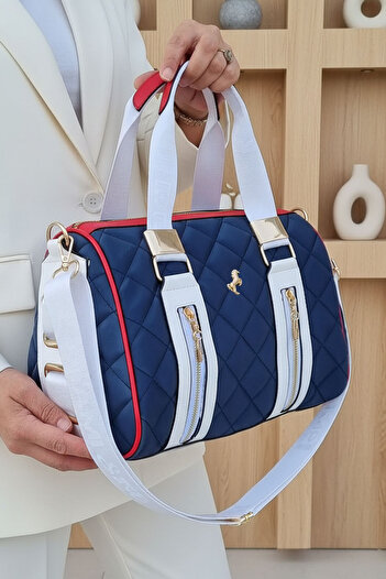 POLO CLUB Women's Kaptione Patterned Cylinder Model Long Crossbody Strap Hand & Shoulder Bag (31X22 cm)