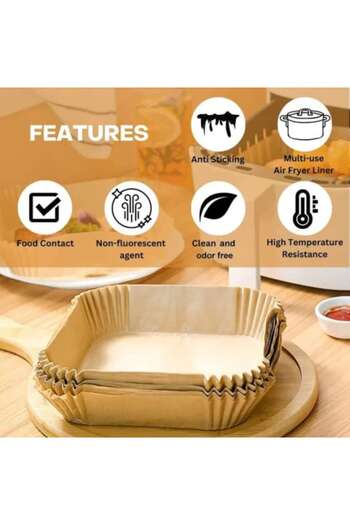 OEM Set baking paper for air fryer, 100 pieces, disposable, 20x4.5 cm, square shape