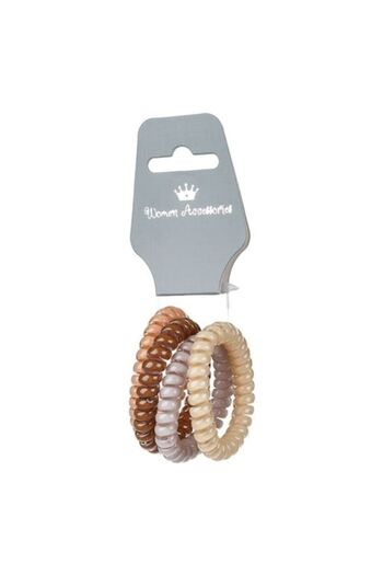 ANTBRO Set 4 hair elastics Antbro® made of shiny plastic in brown, dark brown, lilac, and ecru colors