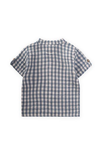 LC Waikiki Pöti Square Patterned Shirt 1-8 Years Indigo Blue