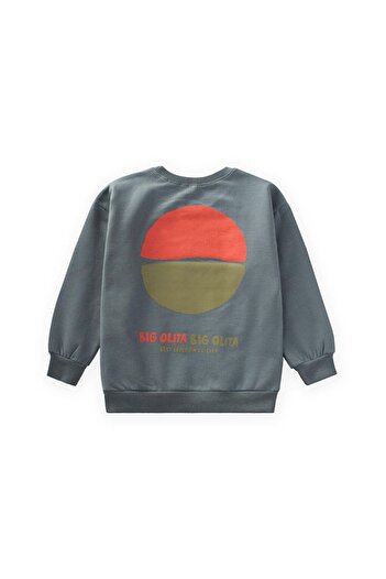 LC Waikiki Big Olıta Printed Sweatshirt 2-10 Years Old Green