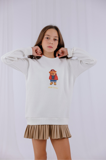 EYLÜL ELİF BUTİK Teddy Printed Sports Girl Dress
