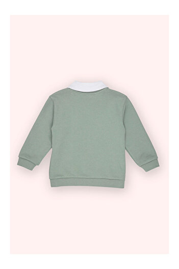 LC Waikiki Boy's Collared Sweatshirt Green