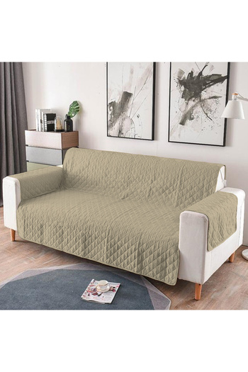 MADOR Quilted cover for 3-seater sofa, double-sided - cappuccino