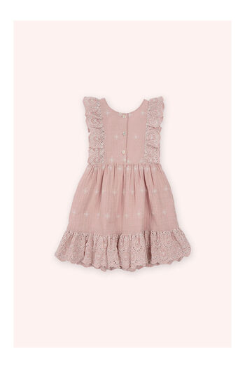 LC Waikiki Girl's Printed Muslin Dress Pink