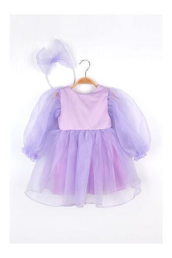 LC Waikiki Lilac Long Sleeve Organza Girls' Party Dress - Sage