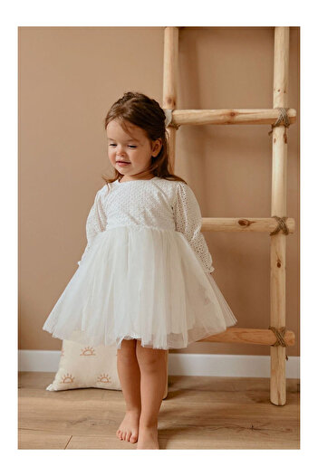 LC Waikiki Girls' Dress with White Scallop Blouse and Tulle Skirt - Melissa