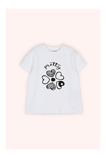 LC Waikiki Girl's Embroidered T-Shirt White