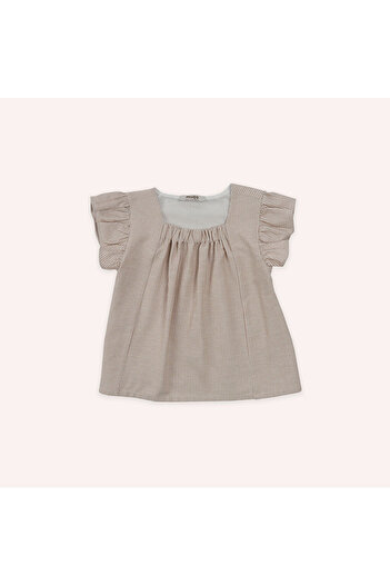 LC Waikiki Girl's Ruffled Sleeve Blouse Beige