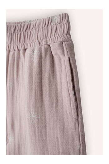 LC Waikiki Girl's Printed Muslin Pants Beige