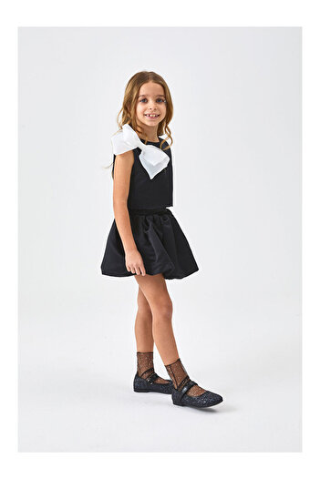 LC Waikiki Black Organza Bow Girl's Double - Gale