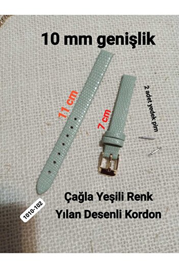 Brality 10 mm Compatible Women's Wristwatch Band-Strap Snake Pattern Model Green Color 1010-102