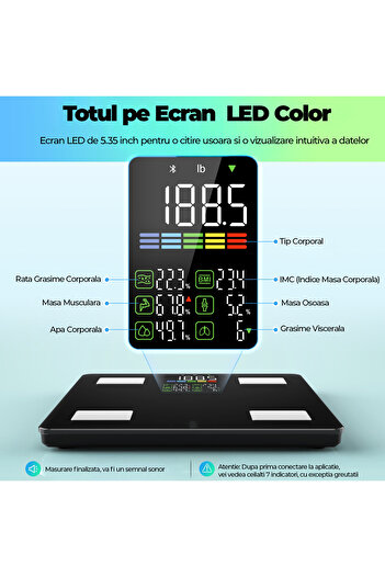 TnsAround Smart Electronic Scale, Body, Bluetooth Connection, Maximum Weight 227 kg